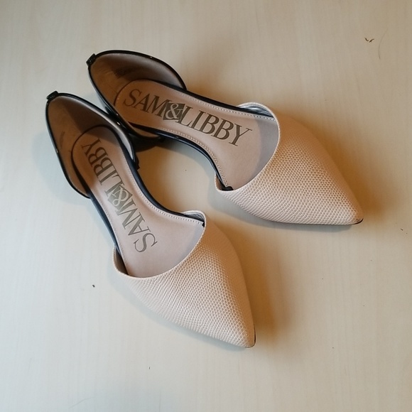Sam & Libby Shoes - EUC Sam and Libby D’orsay women's Pointy Toe Flat size 6 beige/black